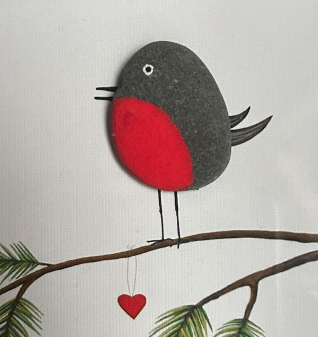 Robin Pebble Art: Handmade Remembrance Gift, 5x5 Framed