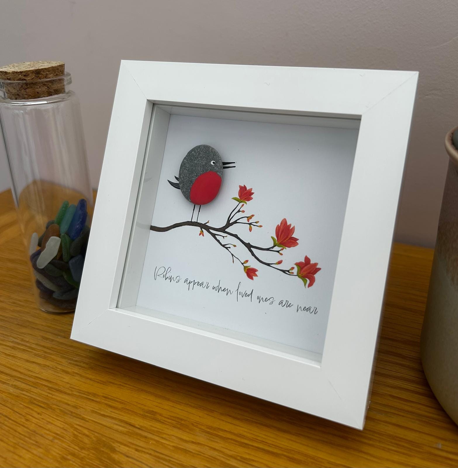 Robin Pebble Art: Handmade Magnolia Tree Remembrance Gift