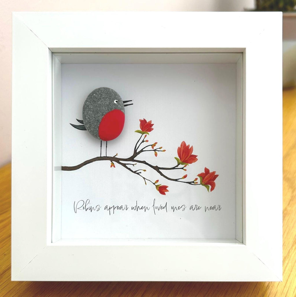 Robin Pebble Art: Handmade Magnolia Tree Remembrance Gift
