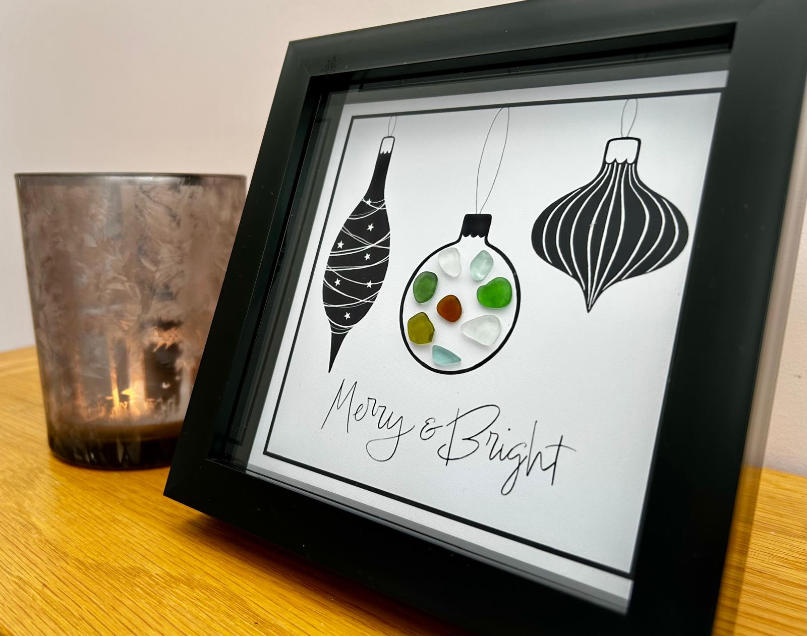 Sea Glass Christmas Baubles Art – Handmade Coastal Holiday Decor