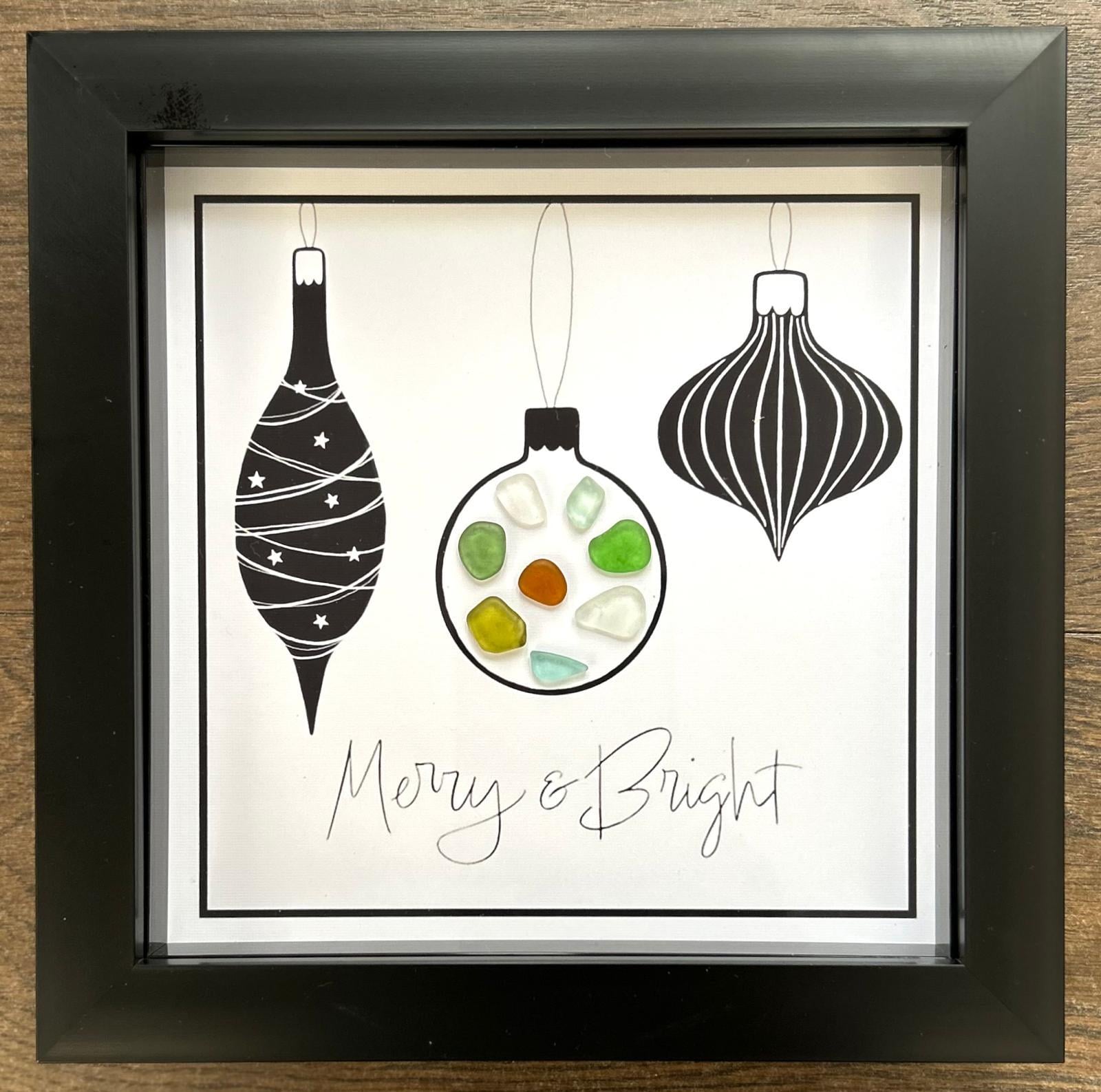 Sea Glass Christmas Baubles Art – Handmade Coastal Holiday Decor