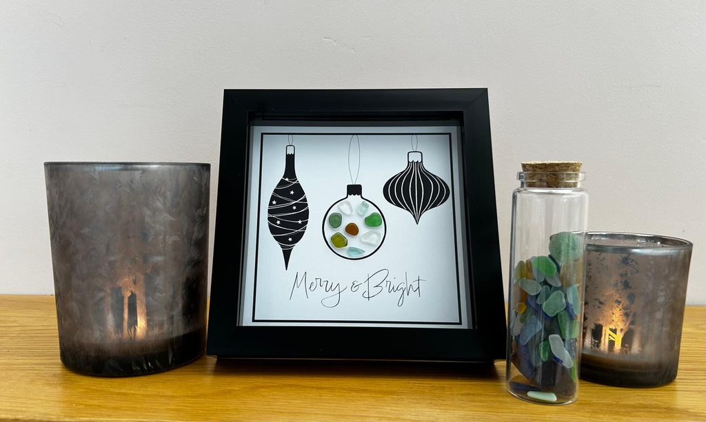 Sea Glass Christmas Baubles Art – Handmade Coastal Holiday Decor