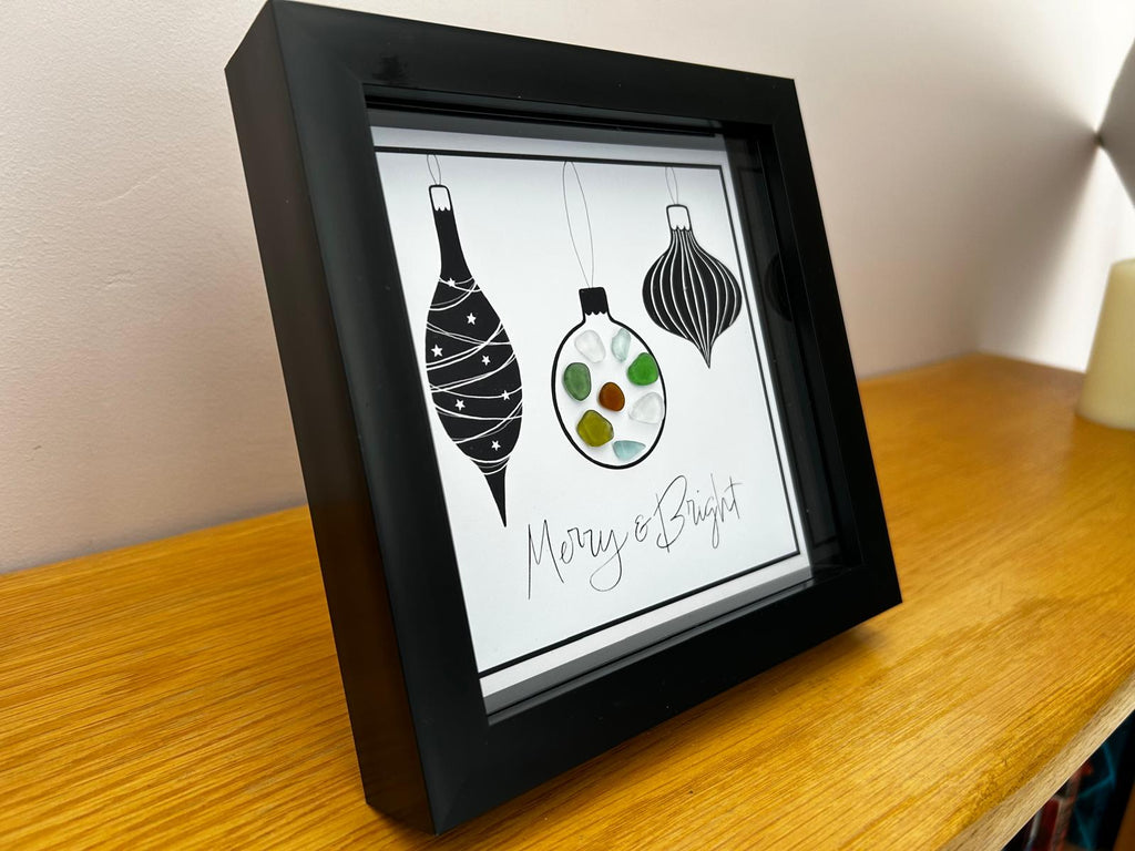 Sea Glass Christmas Baubles Art – Handmade Coastal Holiday Decor