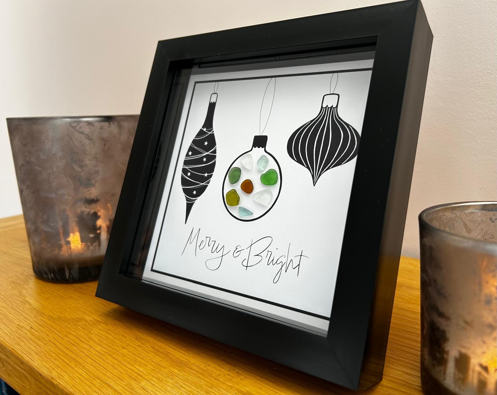 Sea Glass Christmas Baubles Art – Handmade Coastal Holiday Decor