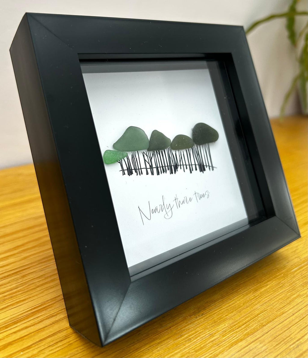 Cornish Sea Glass Tree Art – “Nearly There” – Handmade Coastal Picture – Uplifting Cornwall Gift