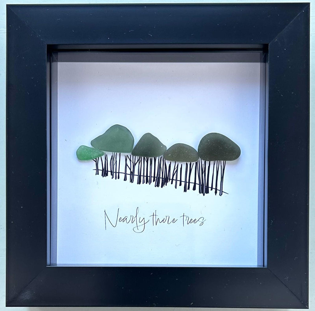 Cornish Sea Glass Tree Art – “Nearly There” – Handmade Coastal Picture – Uplifting Cornwall Gift
