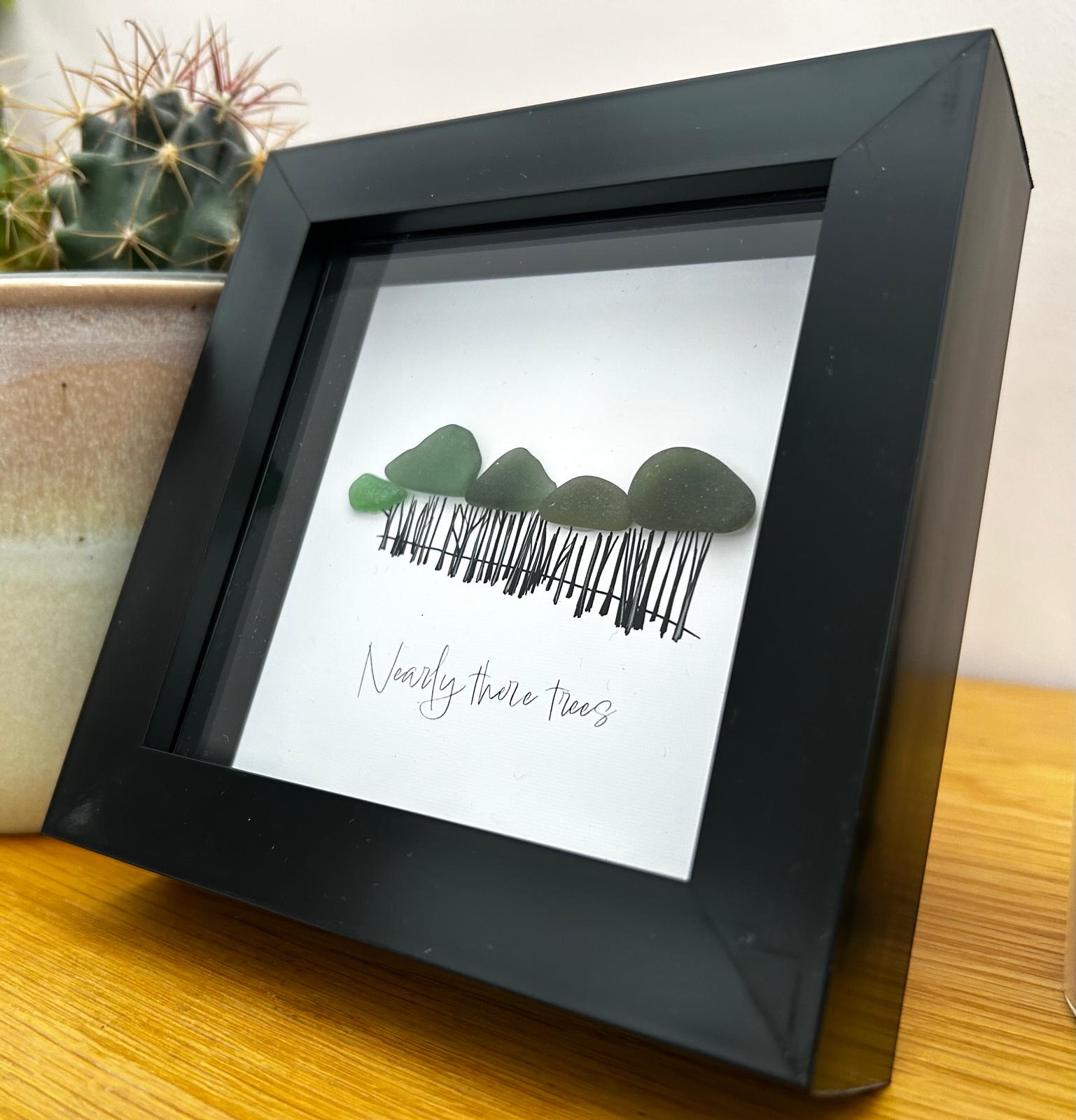 Cornish Sea Glass Tree Art – “Nearly There” – Handmade Coastal Picture – Uplifting Cornwall Gift