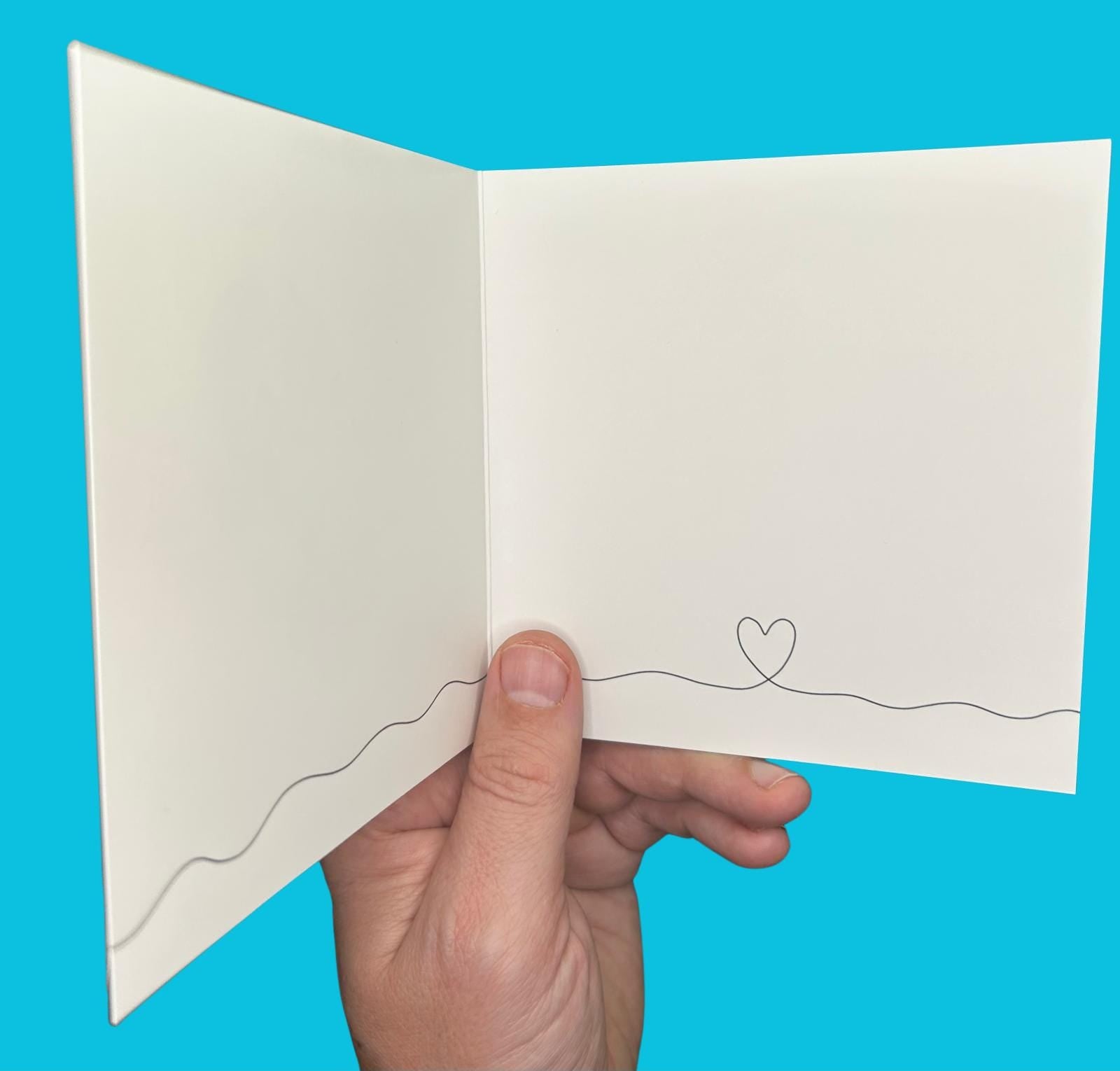 Sea Glass Heart Card – “Love, Kisses & Rainbow Wishes” – Blank Inside – Coastal Love and Friendship Card – UK