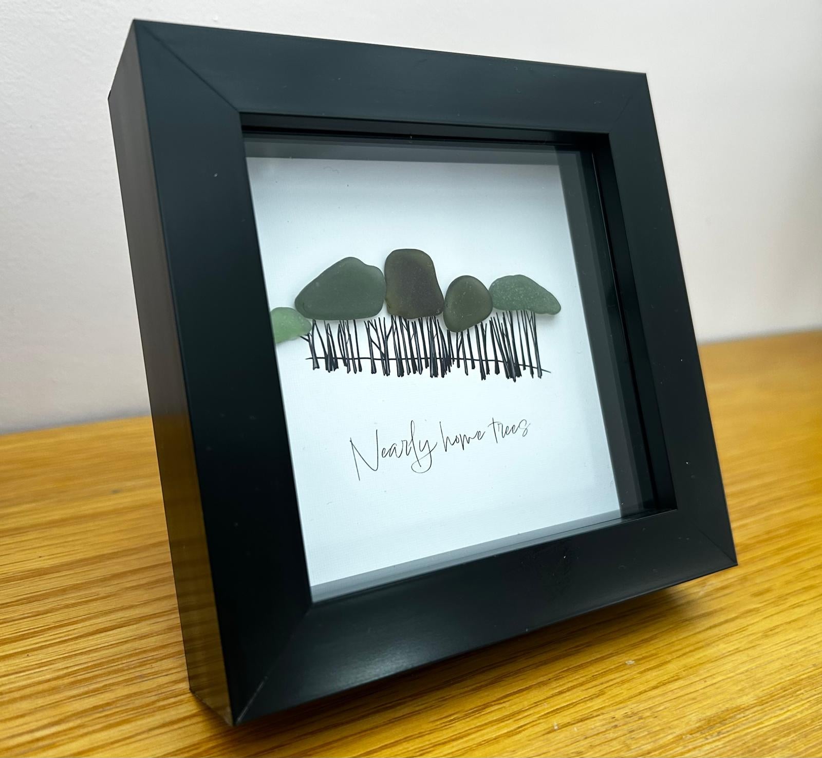 Cornish Sea Glass Tree Art – “Nearly Home” – Handmade Coastal Picture – Cornwall Homecoming Gift