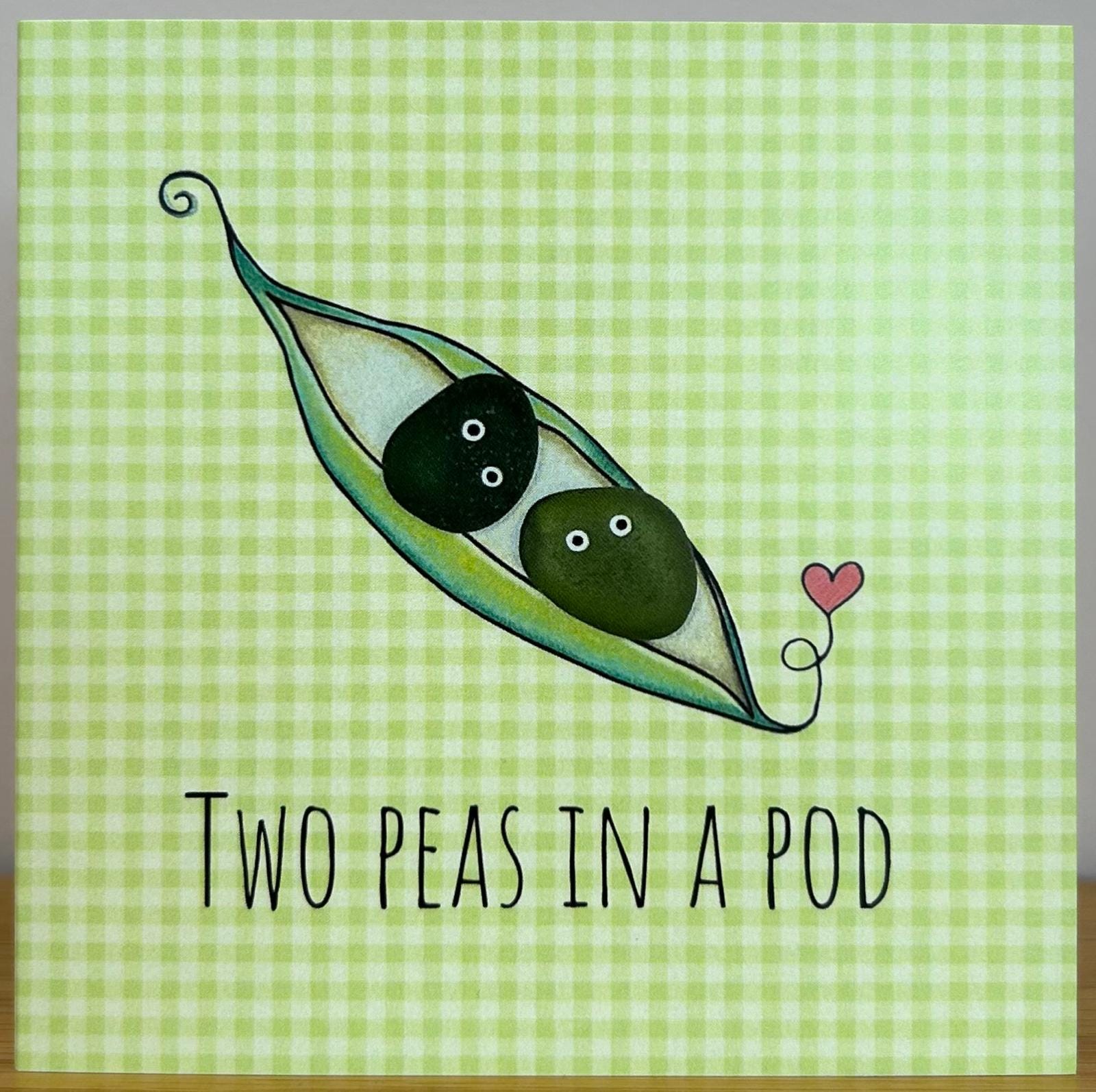 Sea Glass Couple Card – “Two Peas in a Pod” – Cute Love Card for Couples, Engagement, Wedding, Friendship