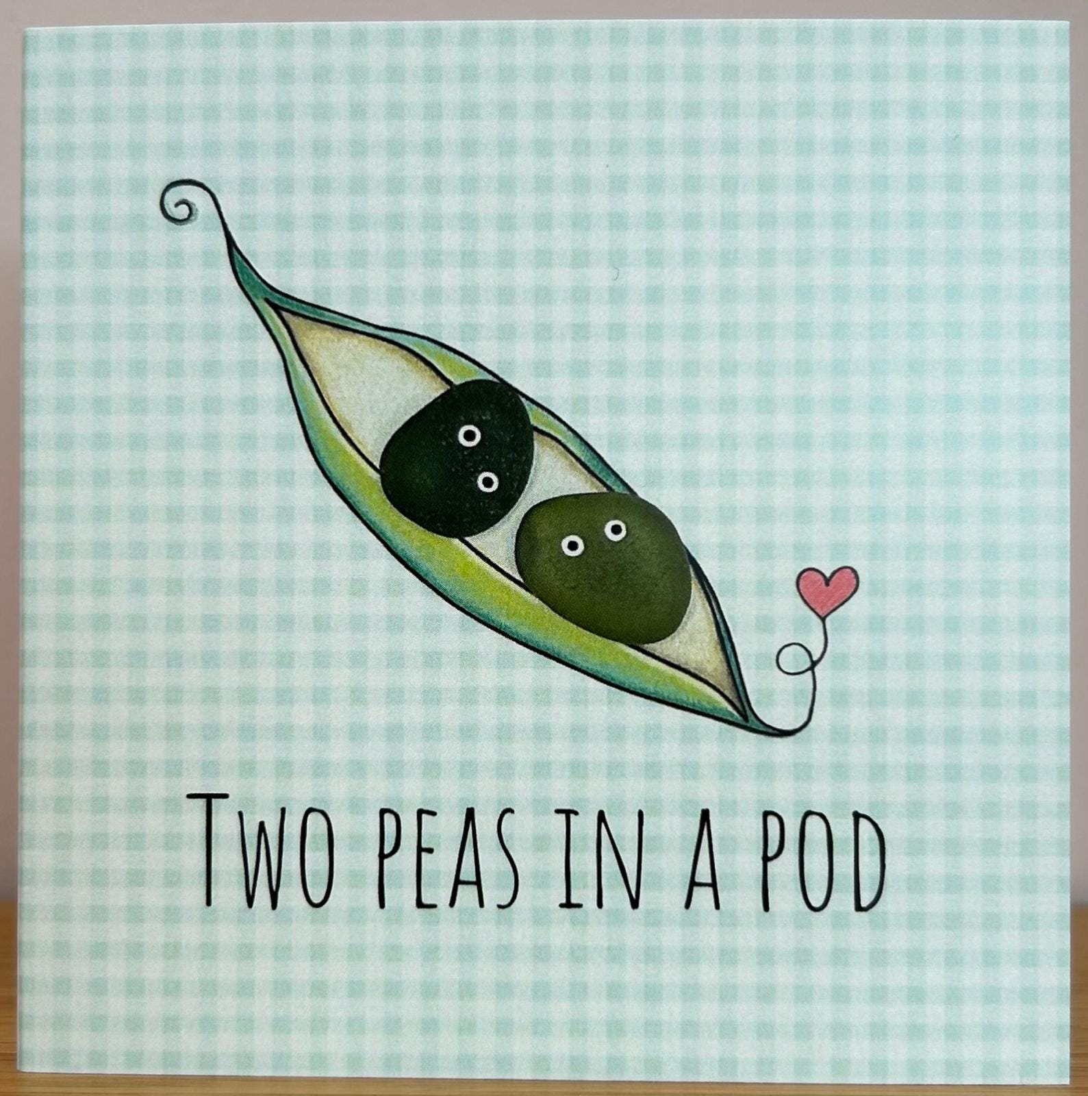 Sea Glass Couple Card – “Two Peas in a Pod” – Cute Love Card for Couples, Engagement, Wedding, Friendship
