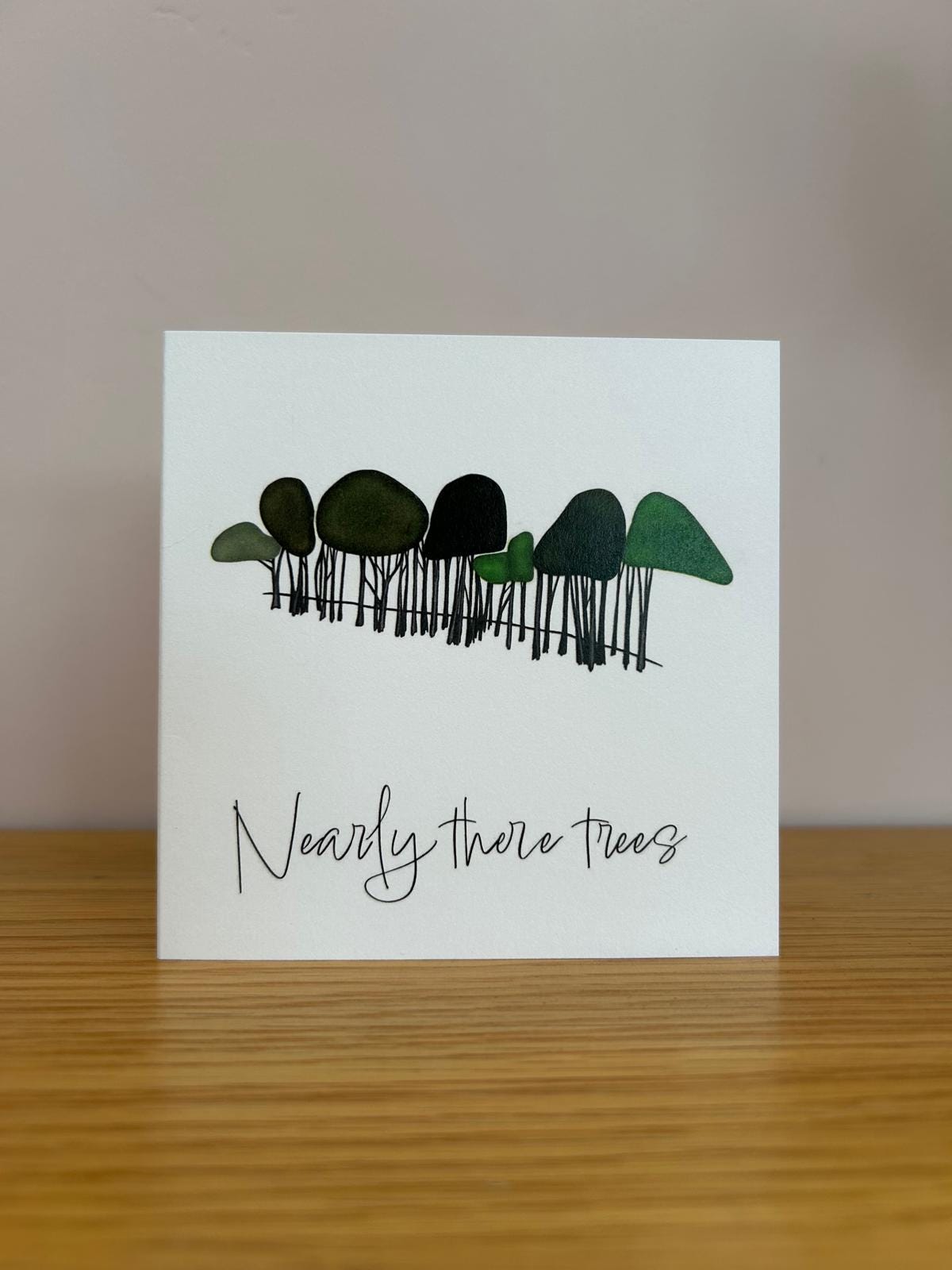 Sea Glass Cornwall Card – “Nearly There” – Coastal Tree Artwork – Travel Memory Card – Thoughtful Keepsake