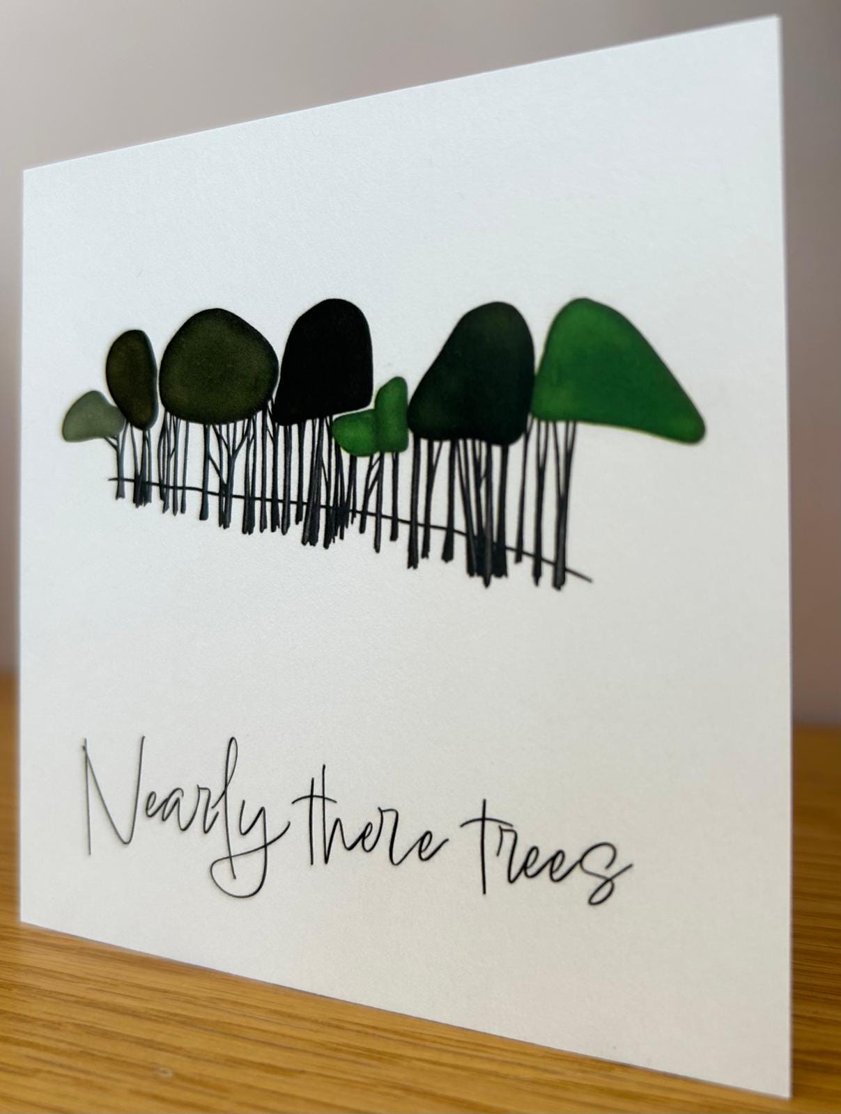 Sea Glass Cornwall Card – “Nearly There” – Coastal Tree Artwork – Travel Memory Card – Thoughtful Keepsake