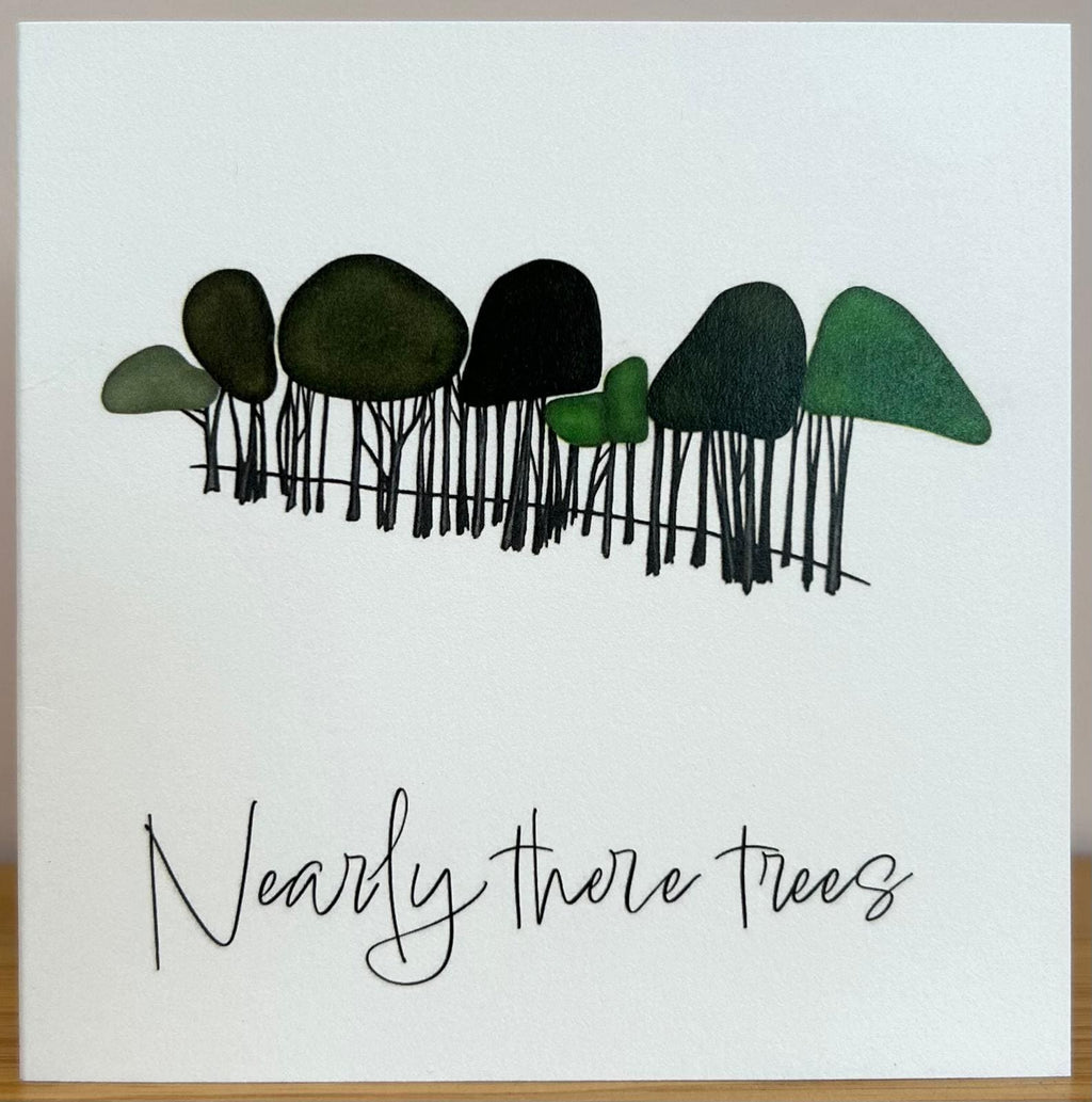 Sea Glass Cornwall Card – “Nearly There” – Coastal Tree Artwork – Travel Memory Card – Thoughtful Keepsake