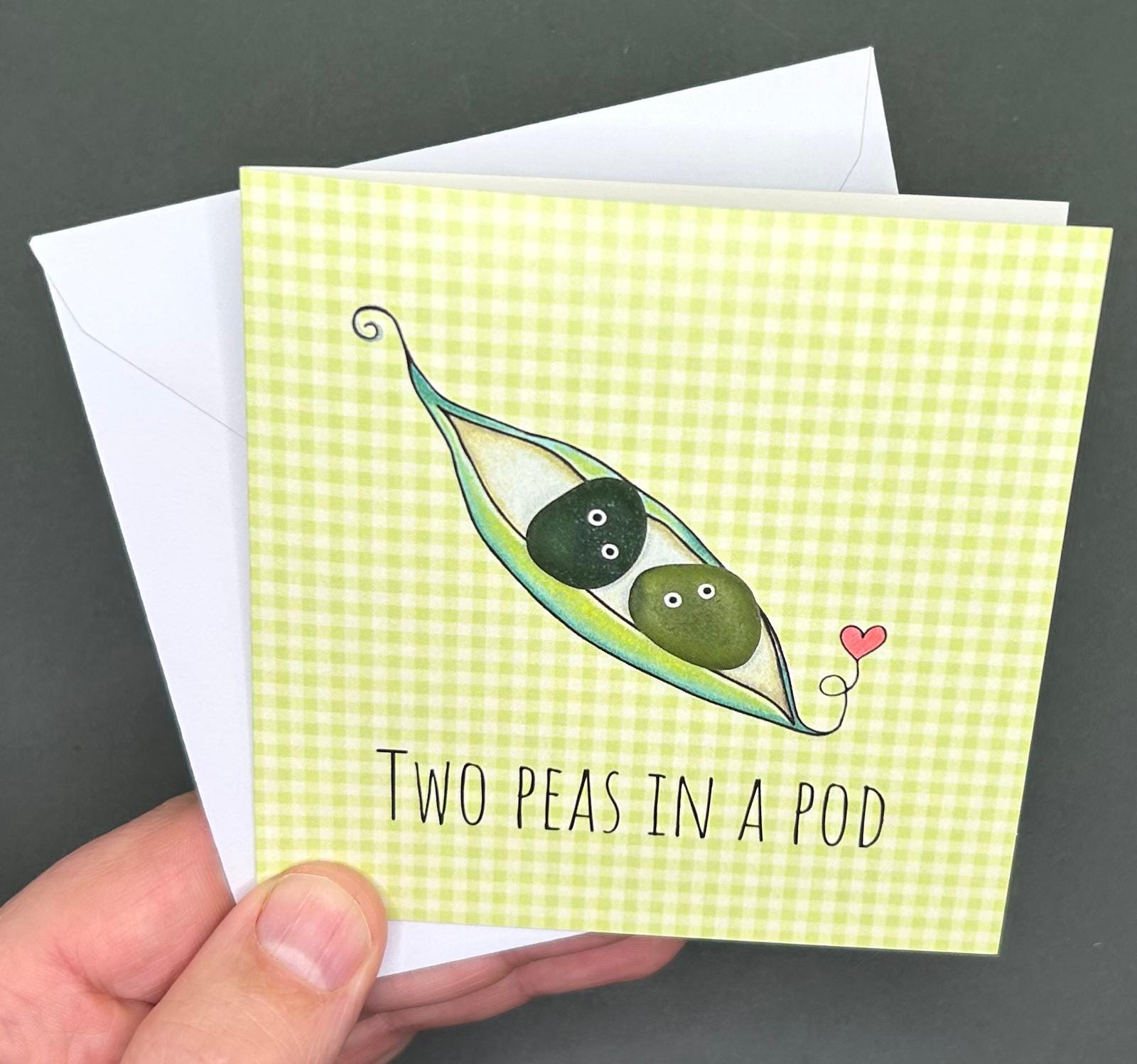Sea Glass Couple Card – “Two Peas in a Pod” – Cute Love Card for Couples, Engagement, Wedding, Friendship