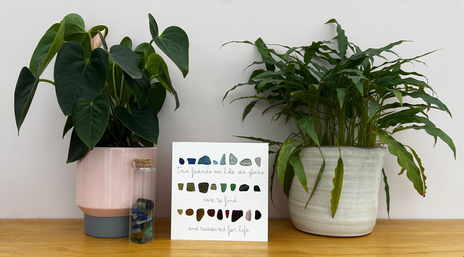 Sea Glass Friendship Card – “True Friends Are Like Sea Glass” – Blank Inside – Coastal Thinking of You Card – UK