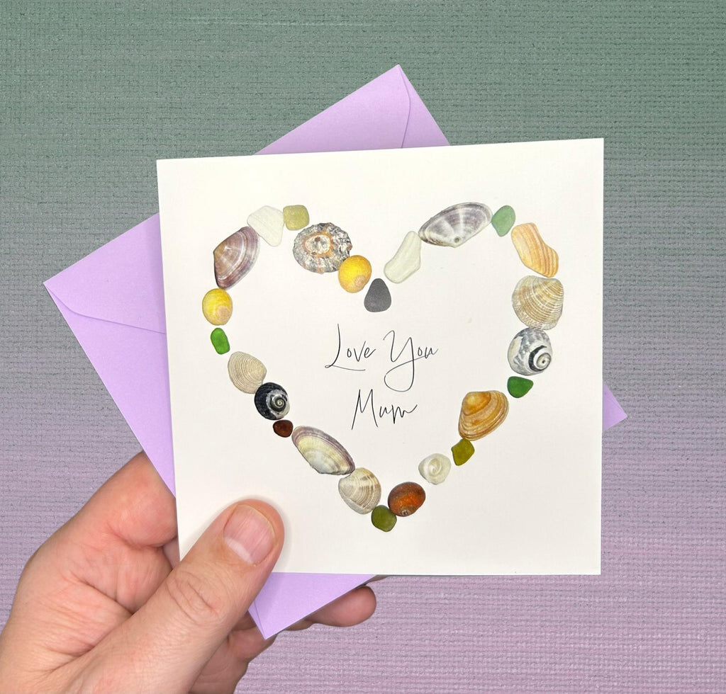 Sea Glass Heart Mum Card – Coastal Mother's Day Greetings