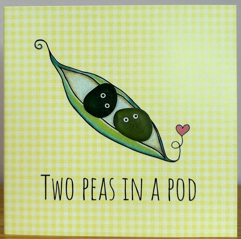 Sea Glass Couple Card – “Two Peas in a Pod” – Cute Love Card for Couples, Engagement, Wedding, Friendship