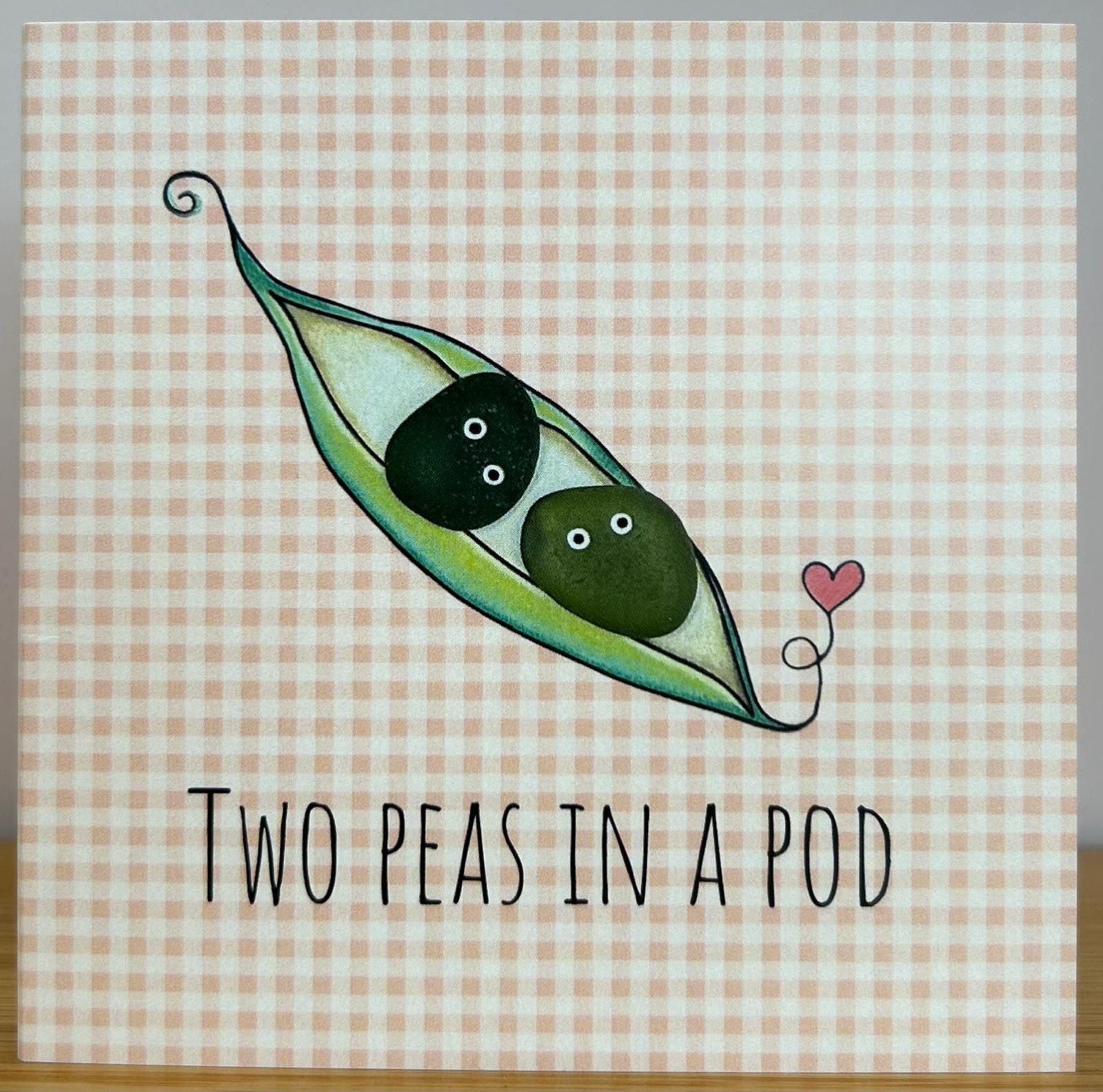 Sea Glass Couple Card – “Two Peas in a Pod” – Cute Love Card for Couples, Engagement, Wedding, Friendship