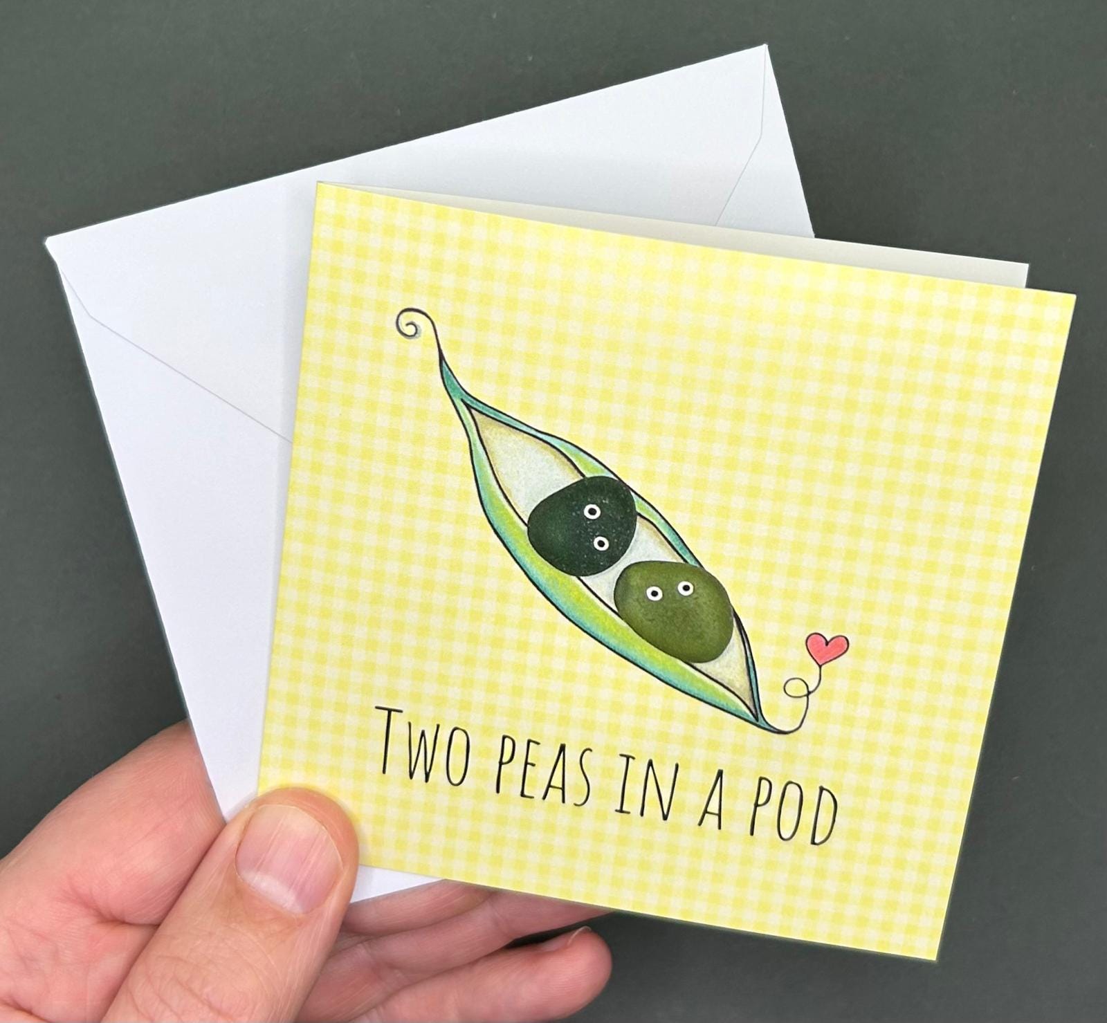 Sea Glass Couple Card – “Two Peas in a Pod” – Cute Love Card for Couples, Engagement, Wedding, Friendship