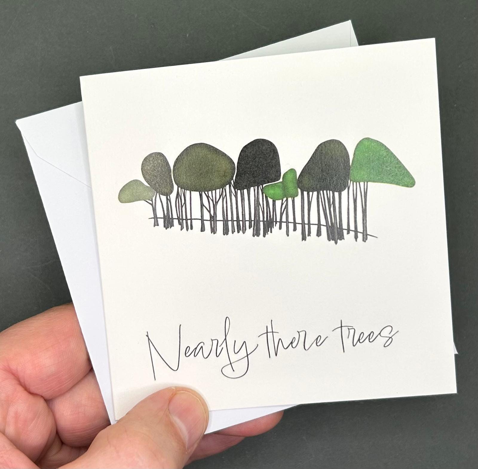 Sea Glass Cornwall Card – “Nearly There” – Coastal Tree Artwork – Travel Memory Card – Thoughtful Keepsake