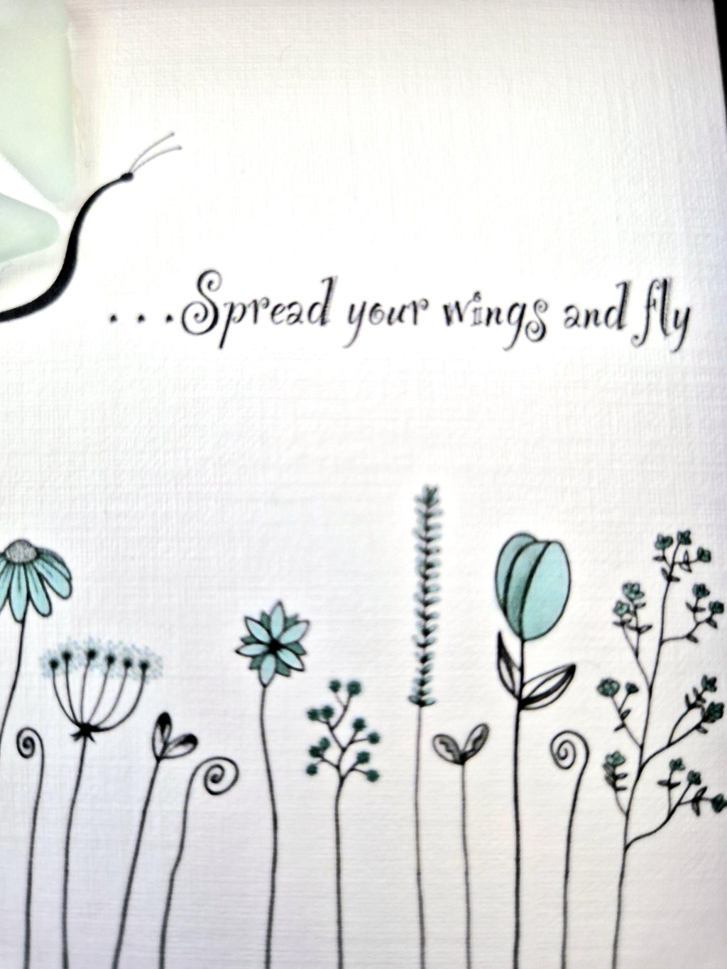 Sea Glass Butterfly – Coastal Picture with Quote – “Spread Your Wings and Fly” – Uplifting Gift