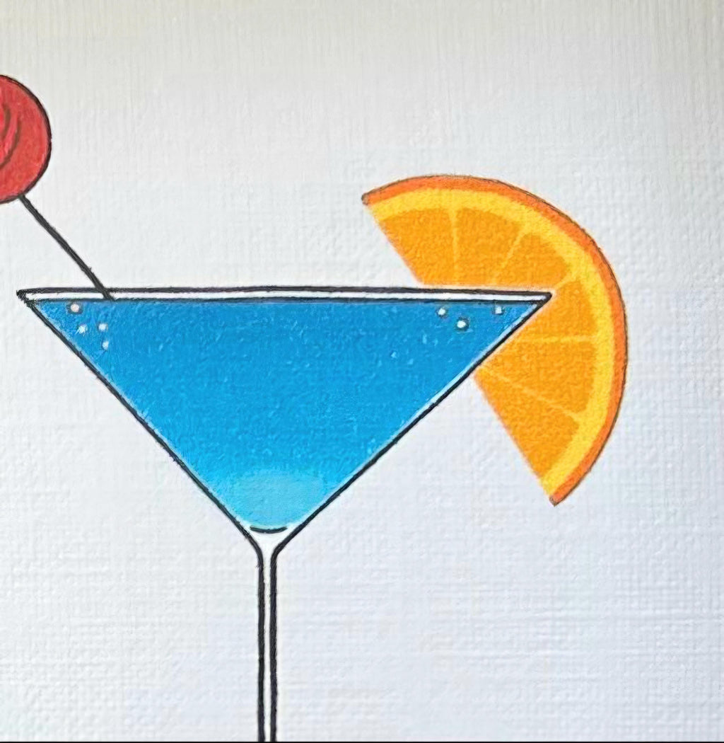 Sea Glass Cocktail Illustration – Colourful Friends Cocktail Keepsake, Mates Celebration Quote, Bold Graphical Design, Cornwall UK Artist