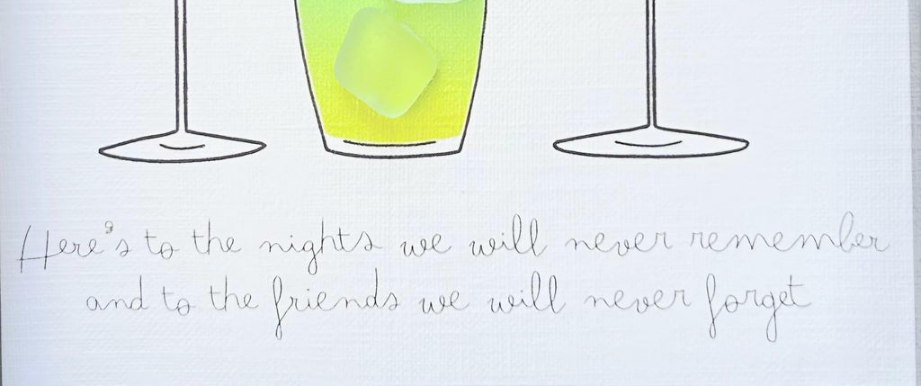 Sea Glass Cocktail Illustration – Colourful Friends Cocktail Keepsake, Mates Celebration Quote, Bold Graphical Design, Cornwall UK Artist