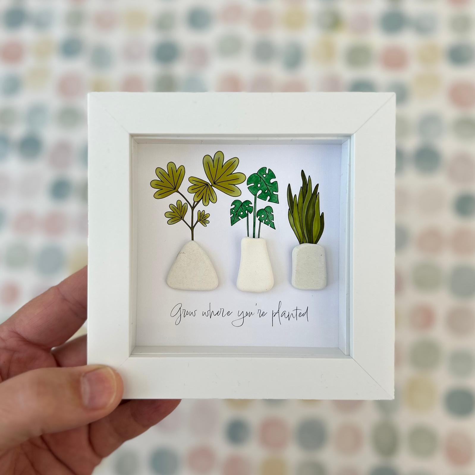 Sea Pottery Plant Vase Picture, "Grow Where You’re Planted" Encouragement New Beginnings Keepsake, UK Coastal Artist Framed Decor
